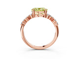 Rose gold Fancy Yellow Oval Cut Diamond Scattered Round Accent Ring with Prong Setting_15