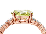 Rose gold Fancy Yellow Oval Cut Diamond Scattered Round Accent Ring with Prong Setting_16