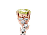 Rose gold Fancy Yellow Oval Cut Diamond Scattered Round Accent Ring with Prong Setting_17