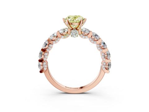 Rose gold Fancy Yellow Oval Cut Diamond Side Stone Engagement Ring with Four-Prong Setting_33