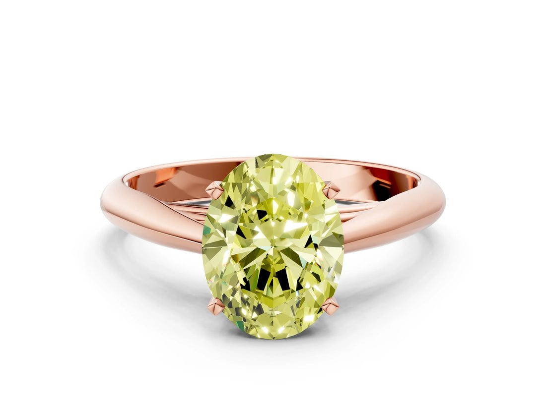 Rose gold Fancy Yellow Oval Cut Diamond Solitaire Engagement Ring with Cathedral Setting and Four-Prong Mount_96