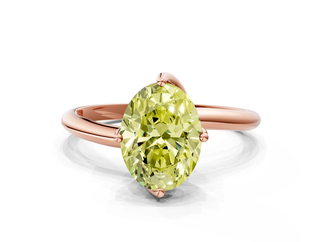 Rose gold Fancy Yellow Oval Cut Diamond Solitaire Engagement Ring with Four-Prong Setting and Classic Band_20