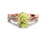 Rose gold Fancy Yellow Oval Cut Diamond Solitaire Engagement Ring with Twisted Pavé Band and Four-Prong Setting_64