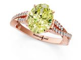 Rose gold Fancy Yellow Oval Cut Diamond Solitaire Engagement Ring with Twisted Pavé Band and Four-Prong Setting_65