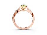 Rose gold Fancy Yellow Oval Cut Diamond Solitaire Engagement Ring with Twisted Pavé Band and Four-Prong Setting_67