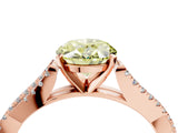 Rose gold Fancy Yellow Oval Cut Diamond Solitaire Engagement Ring with Twisted Pavé Band and Four-Prong Setting_68