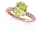 Rose gold Fancy Yellow Oval Cut Diamond Solitaire Pavé Engagement Ring with Round Band and Prong Setting_62