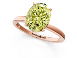 Rose gold Fancy Yellow Oval Cut Diamond Solitaire Ring with Classic Band and Four-Prong Setting_13
