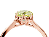 Rose gold Fancy Yellow Oval Cut Diamond Solitaire Ring with Flower Prong Setting and Classic Band_101