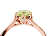 Rose gold Fancy Yellow Oval Cut Diamond Solitaire Ring with Flower Prong Setting and Classic Band_16