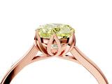 Rose gold Fancy Yellow Oval Cut Diamond Solitaire Ring with Flower Prong Setting and Classic Band_40