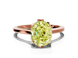 Rose gold Fancy Yellow Oval Cut Diamond Solitaire Ring with Flower Prong Setting and Classic Band_97