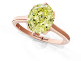 Rose gold Fancy Yellow Oval Cut Diamond Solitaire Ring with Flower Prong Setting and Classic Band_98