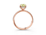 Rose gold Fancy Yellow Oval Cut Diamond Solitaire Ring with Four-Prong Setting and Pavé Band_6