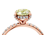 Rose gold Fancy Yellow Oval Cut Diamond Solitaire Ring with Four-Prong Setting and Pavé Band_7