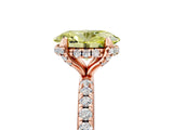 Rose gold Fancy Yellow Oval Cut Diamond Solitaire Ring with Four-Prong Setting and Pavé Band_8