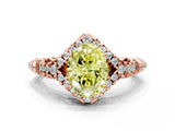Rose gold Fancy Yellow Oval Cut Diamond Solitaire Ring with Hidden Halo and Pavé Band_27