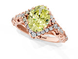 Rose gold Fancy Yellow Oval Cut Diamond Solitaire Ring with Hidden Halo and Pavé Band_28