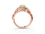 Rose gold Fancy Yellow Oval Cut Diamond Solitaire Ring with Hidden Halo and Pavé Band_30