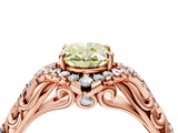 Rose gold Fancy Yellow Oval Cut Diamond Solitaire Ring with Hidden Halo and Pavé Band_31