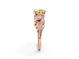 Rose gold Fancy Yellow Oval Cut Diamond Solitaire Ring with Milgrain Pavé Band and Four-Prong Setting_169