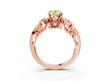 Rose gold Fancy Yellow Oval Cut Diamond Solitaire Ring with Milgrain Pavé Band and Four-Prong Setting_170