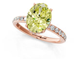 Rose gold Fancy Yellow Oval Cut Diamond Solitaire Ring with Pavé Band and Hidden Halo_26