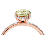 Rose gold Fancy Yellow Oval Cut Diamond Solitaire Ring with Pavé Band and Hidden Halo_29