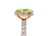 Rose gold Fancy Yellow Oval Cut Diamond Solitaire Ring with Pavé Band and Hidden Halo_30