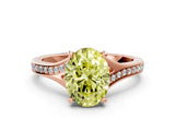 Rose gold Fancy Yellow Oval Cut Diamond Solitaire Ring with Pavé Band and Prong Setting_12