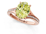 Rose gold Fancy Yellow Oval Cut Diamond Solitaire Ring with Pavé Band and Prong Setting_13