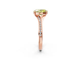 Rose gold Fancy Yellow Oval Cut Diamond Solitaire Ring with Pavé Band and Prong Setting_14