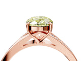 Rose gold Fancy Yellow Oval Cut Diamond Solitaire Ring with Pavé Band and Prong Setting_16