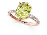 Rose gold Fancy Yellow Oval Cut Diamond Solitaire Ring with Pave Band and Four Prong Setting_105