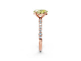 Rose gold Fancy Yellow Oval Cut Diamond Solitaire Ring with Pave Band and Four Prong Setting_106