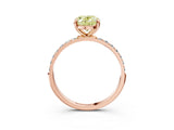 Rose gold Fancy Yellow Oval Cut Diamond Solitaire Ring with Pave Band and Four Prong Setting_107
