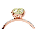 Rose gold Fancy Yellow Oval Cut Diamond Solitaire Ring with Pave Band and Four Prong Setting_108