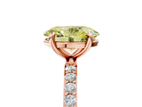 Rose gold Fancy Yellow Oval Cut Diamond Solitaire Ring with Pave Band and Four Prong Setting_109