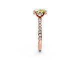 Rose gold Fancy Yellow Oval Cut Diamond Solitaire Ring with Round  Pavé Band and Four-Prong Setting_38