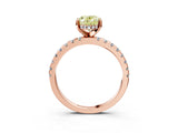 Rose gold Fancy Yellow Oval Cut Diamond Solitaire Ring with Round  Pavé Band and Four-Prong Setting_39