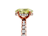 Rose gold Fancy Yellow Oval Cut Diamond Solitaire Ring with Round  Pavé Band and Four-Prong Setting_41