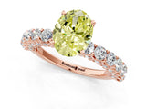 Rose gold Fancy Yellow Oval Cut Diamond Solitaire Ring with Shared Prong Pavé Band and Four-Prong Setting_64