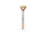 Rose gold Fancy Yellow Oval Cut Diamond Solitaire Ring with Shared Prong Pavé Band and Four-Prong Setting_65