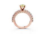 Rose gold Fancy Yellow Oval Cut Diamond Solitaire Ring with Shared Prong Pavé Band and Four-Prong Setting_66