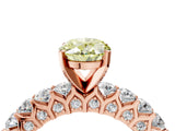 Rose gold Fancy Yellow Oval Cut Diamond Solitaire Ring with Shared Prong Pavé Band and Four-Prong Setting_67