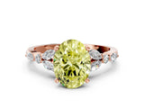 Rose gold Fancy Yellow Oval Cut Diamond Solitaire Ring with Side Stones and Four-Prong Setting_49