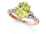 Rose gold Fancy Yellow Oval Cut Diamond Solitaire Ring with Side Stones and Four-Prong Setting_50