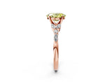 Rose gold Fancy Yellow Oval Cut Diamond Solitaire Ring with Side Stones and Four-Prong Setting_51