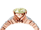 Rose gold Fancy Yellow Oval Cut Diamond Solitaire Ring with Side Stones and Four-Prong Setting_53