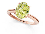Rose gold Fancy Yellow Oval Cut Diamond Solitaire Ring with Six-Prong Setting and Classic Band_278